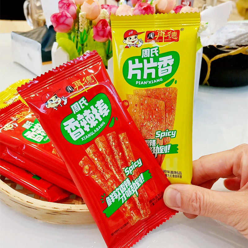 辣条周氏香辣棒片片香500g湖南平江特产小包装网红零食品小吃解馋