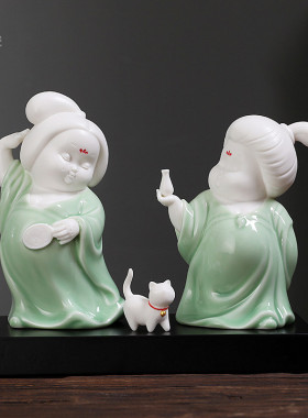 无瓷器祝福古典客厅,办公室青瓷