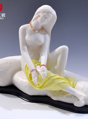 美女白瓷白瓷美女家居工艺品摆件
