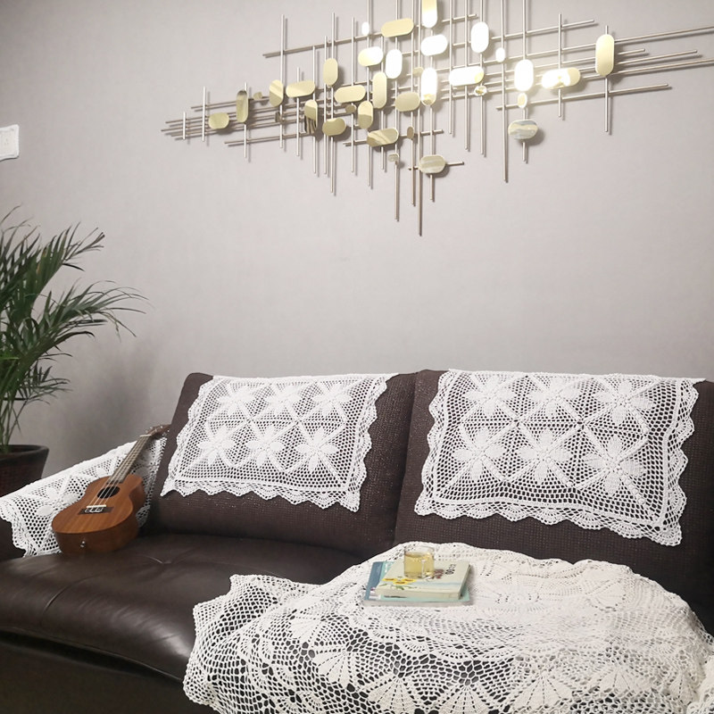 花街5号方形手工钩针钩花沙发巾布艺镂空家用客厅靠背巾扶手巾