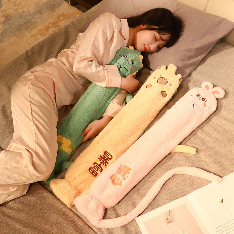 冬季灌水长条热水袋注水式卡通毛绒暖脚暖手宝长款取暖水袋敷肚子