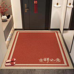 红色喜庆高级感入户门地垫可擦免洗轻奢高端进门口外面地毯防滑