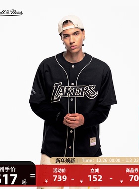 【新款】Mitchell&NessNBA官方 勇士/湖人潮流美式短袖棒球开衫