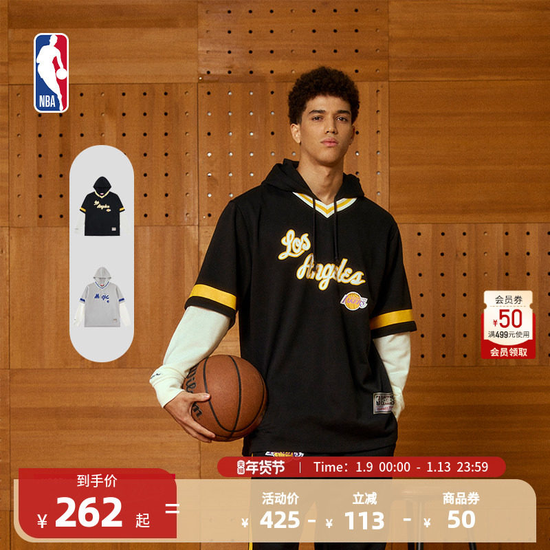 MITCHELL&NESS-NBA官方湖人/魔术Lifestyle男女早秋连帽重磅卫衣