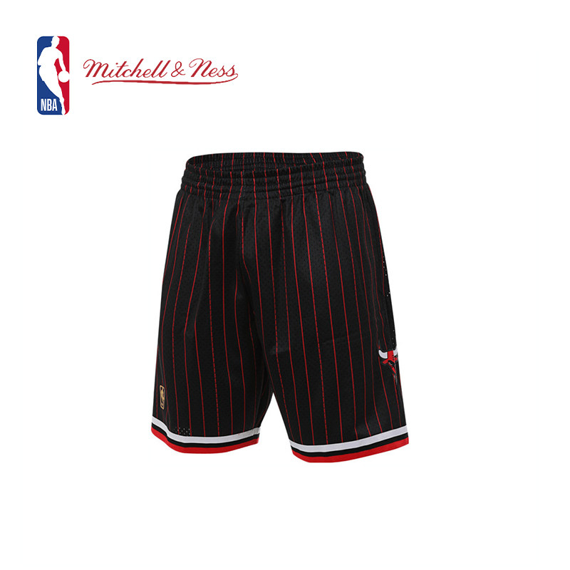 NBA官方MN芝加哥公牛猛龙美式复古速干SW球迷版篮球短裤男女