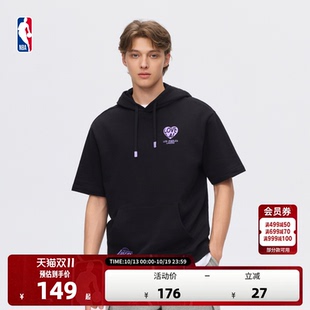 NBA官方夏季勇士湖人26夏季休闲通勤百搭连帽短袖连帽卫衣男女