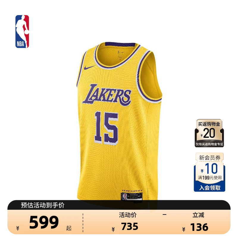 NBA官方正品Nike湖人队里夫斯里弗斯球衣Swingman速干背心篮球服