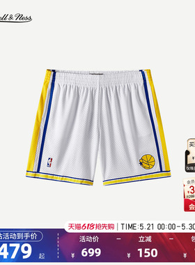 NBA官方Mitchell&Nes金州勇士男子速干透气跑步健身训练运动短裤