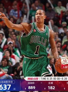 Mitchell&NessNBA官方公牛队德里克罗斯Swingman复古球衣篮球服