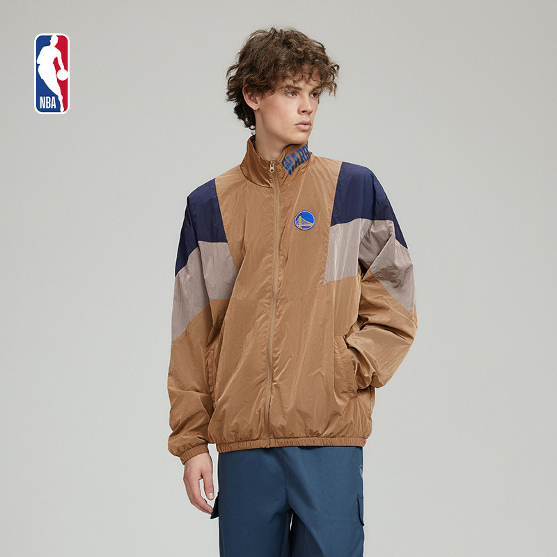 NBA官方勇士/湖人男女情侣外套长袖上衣户外运动秋季防风夹克高领