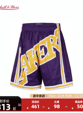 NBAMitchell&Ness NBA官方湖人队BigFace男网眼裤运动短裤球裤