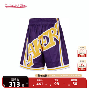 球裤 运动短裤 NBA官方湖人队BigFace男网眼裤 NBAMitchell&Ness