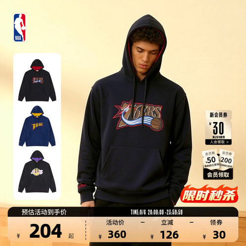 MITCHELL & NESS官方NBA勇士/湖人/76人队Lifestyle连帽卫衣