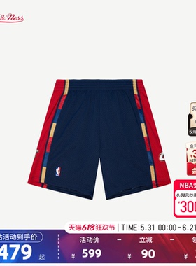 NBA官方MITCHELL & NESS骑士08-09赛季速干球迷版篮球短裤男女