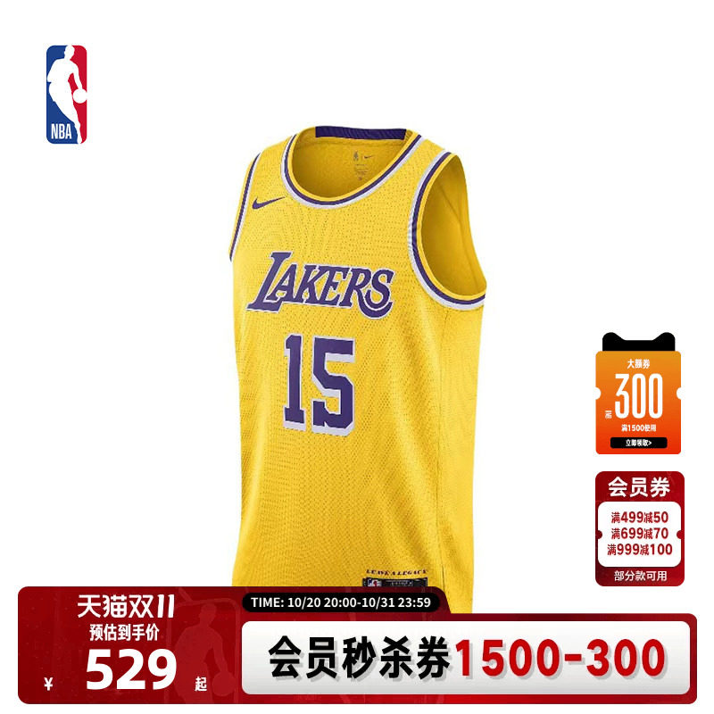 NBA官方正品Nike湖人队里夫斯里弗斯球衣Swingman速干背心篮球服