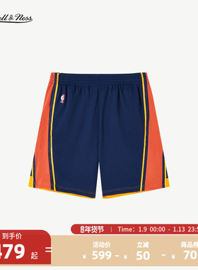 NBAMitchell&Ness-球迷版2009-10赛 金州勇士球队 客场宽针织短裤