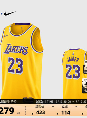 NBA官方NIKE耐克湖人队詹姆斯SW球迷版球衣专业训练背心篮球服男