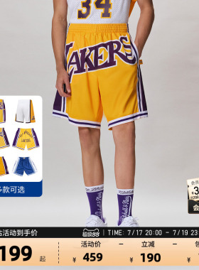 NBA官方MN美式复古湖人速干合集球迷版跑步运动篮球短裤球裤