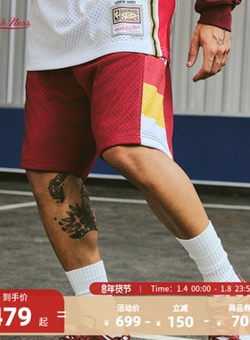 NBA官方Mitchell&Ness1979-80赛季克利夫兰骑士队男子红色SW球裤
