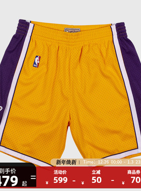 Mitchell&NessNBA官方复古球裤SW湖人队09-10赛季运动短裤