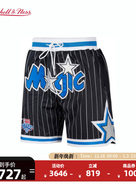 NBA官方Mitchell&Ness奥兰多魔术运动男女款黑色JUSTDON联名短裤