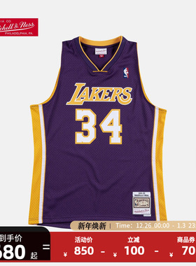 Mitchell&NessNBA官方复古球衣SW 湖人奥尼尔99-00赛季篮球服