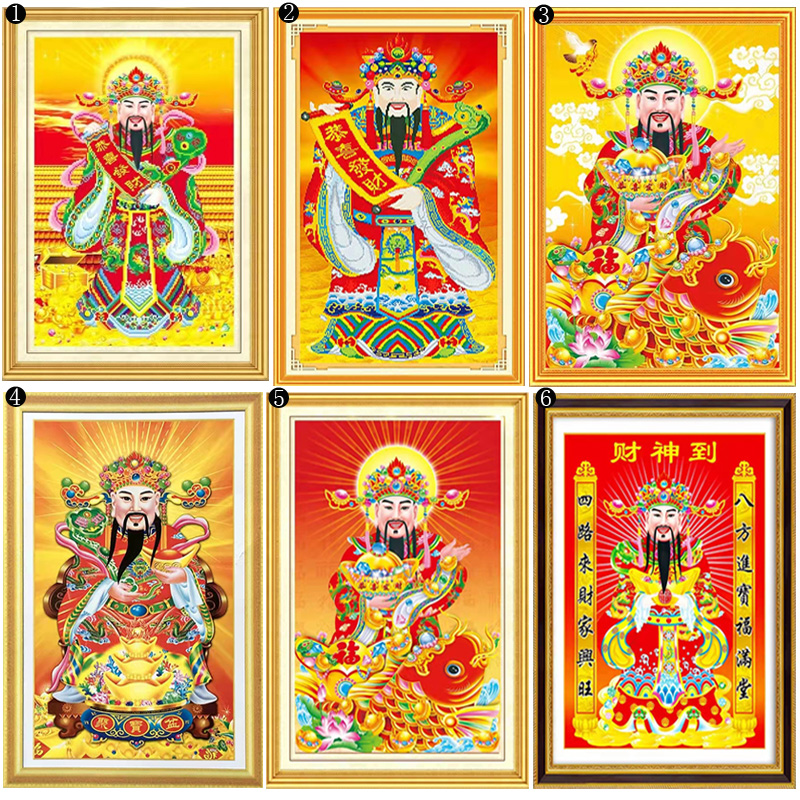 财神爷钻石画成品5D满钻粘贴画钻石十字绣新款客厅武财神人物挂画
