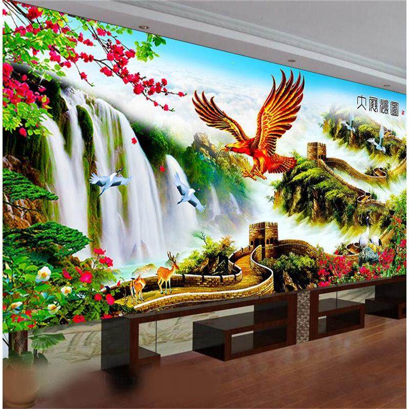 纯手工十字绣成品新款客厅2米大画大展宏图长城福禄寿流水生财