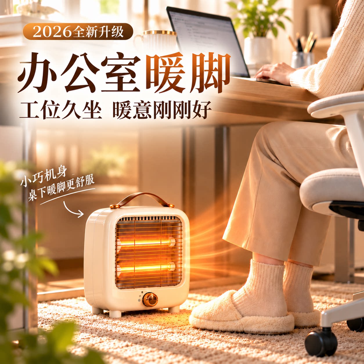 桌下暖脚神器!小型静音取暖器工位办公迷你小太阳家用省电暖炉