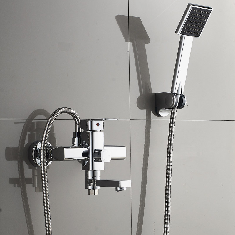方形浴缸龙头淋雨花洒套装带喷枪妇洗器浴室冷热水龙头全铜混水阀