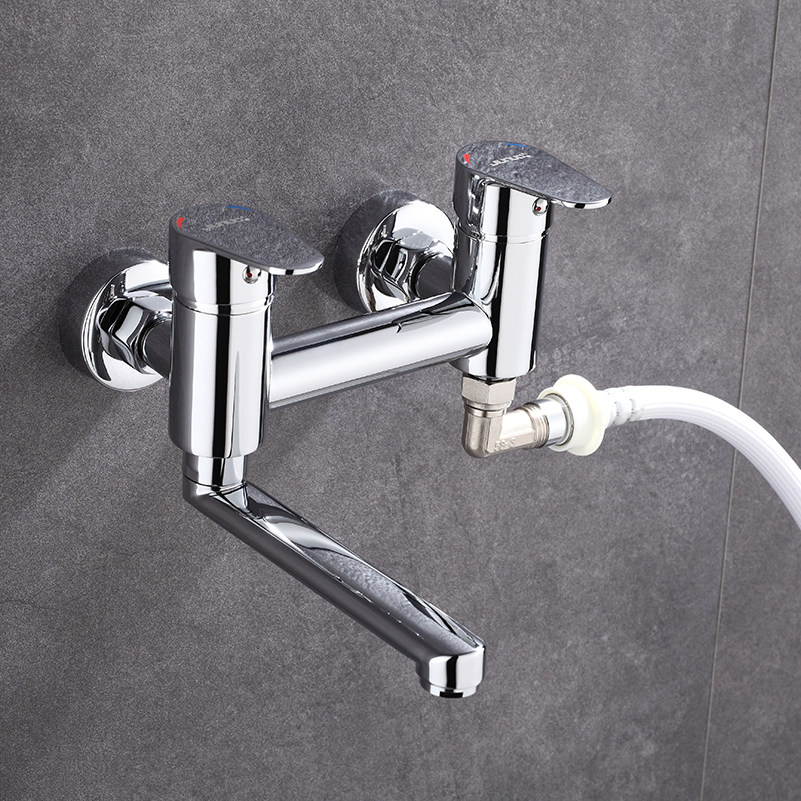 入墙式冷热水龙头厨房洗衣池水槽阳台洗衣机双用旋转龙头独立控制