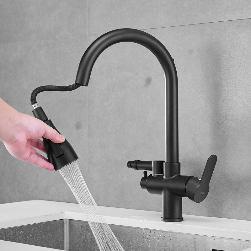 独立开关抽拉式厨房洗碗机冷热水龙头专用双用多功能三通伸缩龙头