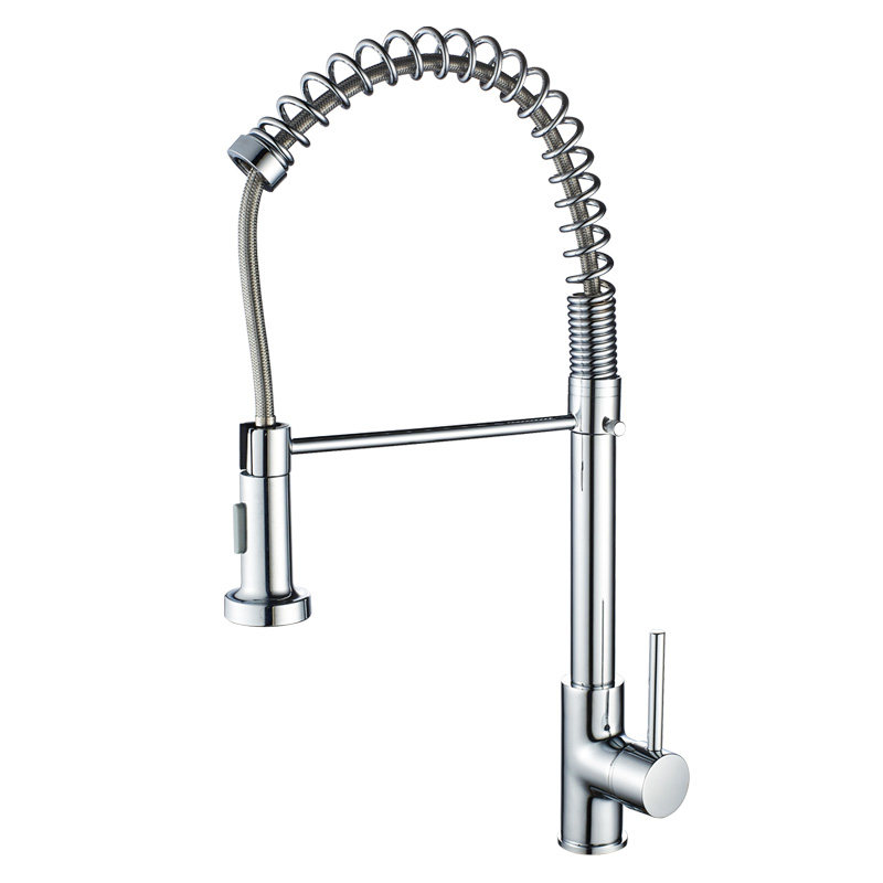 久诺 全铜抽拉式厨房水龙头水槽洗菜盆美式弹簧冷热水龙头可旋转