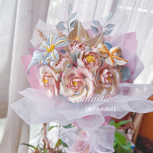 原创非遗缠花手捧花束材料包氛围感玫瑰花束新婚礼DIY手工礼物