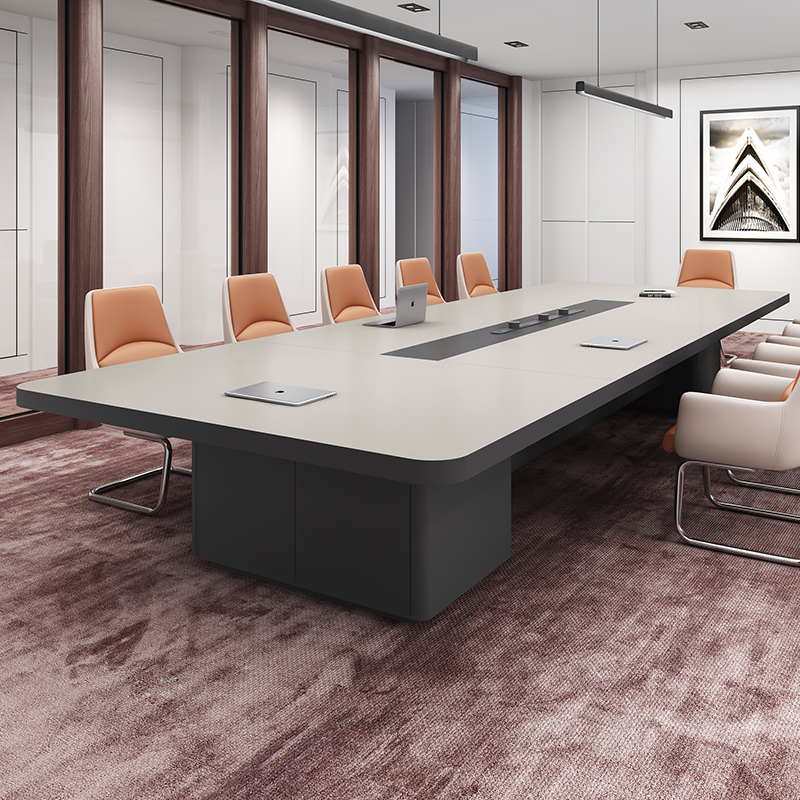 会议桌长桌办公室接待商务洽谈会客桌椅组合现代简约长条一体桌子