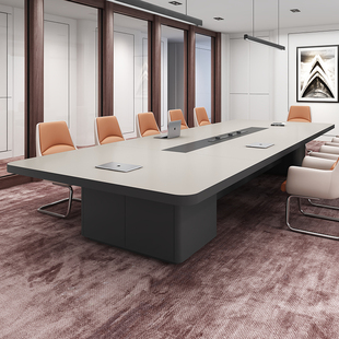 会议桌长桌办公室接待商务洽谈会客桌椅组合现代简约长条一体桌子