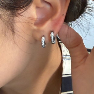 734钛钢白金色亮晶晶耳扣耳环女小众设计感高级轻奢气质耳钉耳饰