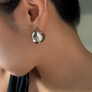 734 空心复古月牙无重感中古耳圈复古金银色简约欧美不掉色耳环女