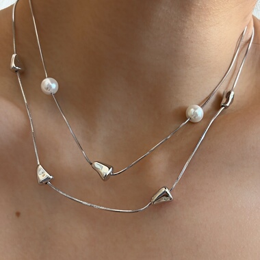 734钛钢不掉色不规则几何项链女百搭双层小众毛衣链高级感锁骨链