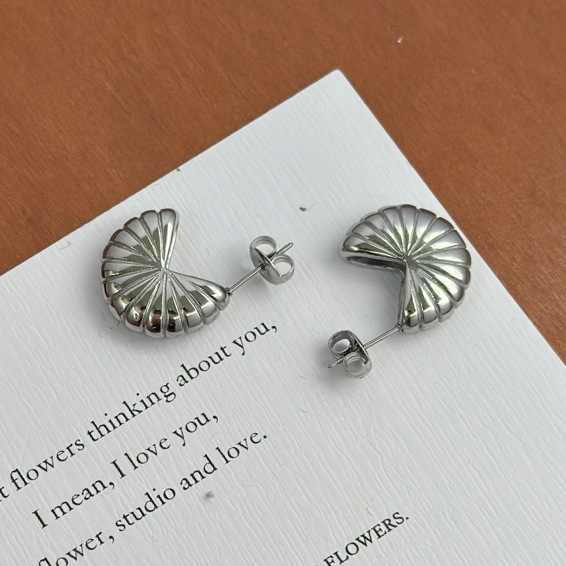 734钛钢橘子圆形简约条纹欧美时尚个性夸张耳环女百搭耳钉