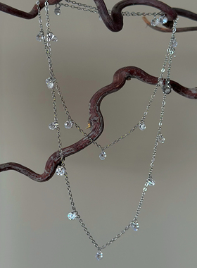 734钛钢亮晶晶一款多戴锁骨y字链子温柔气质毛衣链闪加长项链