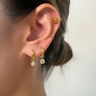 734钛钢圈圈亮晶晶耳环女小众设计感高级轻奢气质耳钉耳饰耳扣