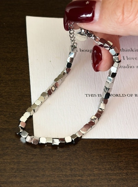 734钛钢白金色可洗澡不用摘百搭精准方糖手链直切重工精工链条