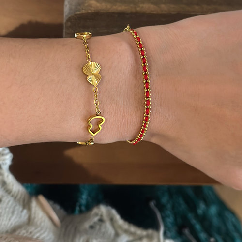 734钛钢可洗澡高品质金色豆红绳编织满天星款手链好运新年