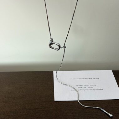 734钛钢不掉色抽拉简约蛇骨卫衣链秋冬长项链冷淡风毛衣链白金色