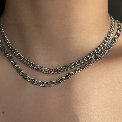 734钛钢可洗澡古巴项链潮高级小众设计嘻哈不掉色欧美chock