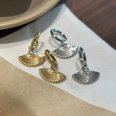 734钛钢扇形耳环灵动百搭耳坠女高级气质不掉色复古首饰