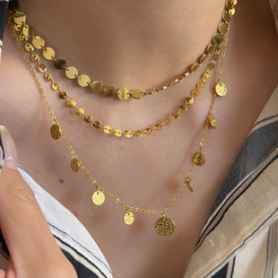 734钛钢亮片锁骨链颈链气质欧美夸张叠戴项链