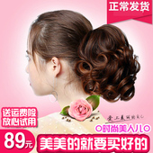 正品 短中长卷发逼真大波浪梨花卷马尾 真发假发女马尾辫抓夹绑带式