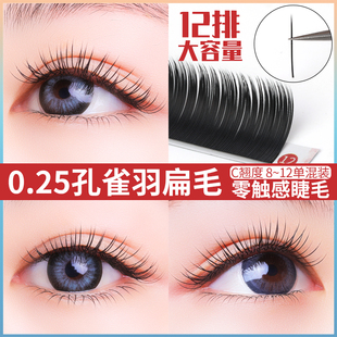 嫁接假睫毛 双毛尖空气柔软漫画款 0.25中式 翘睫太阳花风吹动扁毛